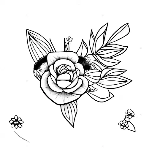 black capped chickadee with forget me nots tattoo design idea