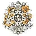 leo, infinity, air water earth fire elements  tattoo design idea