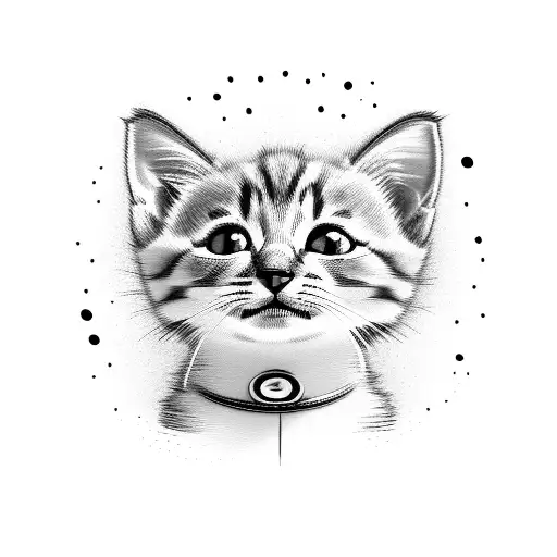 Cute face of a playful kitten with a mischievous smile tattoo design idea