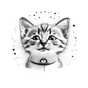 Cute face of a playful kitten with a mischievous smile tattoo design idea