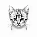 Cute face of a playful kitten with a mischievous smile tattoo design idea