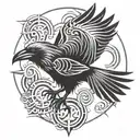 Raven Flying tattoo design idea