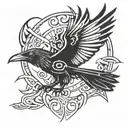 Raven Flying tattoo design idea