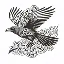 Raven Flying tattoo design idea