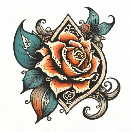 tear drop flower intertwined tattoo design idea