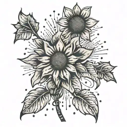 sun flower rain cross christian tattoo design idea