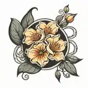 tear drop flower intertwined tattoo design idea