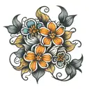 tear drop flower intertwined tattoo design idea