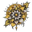 sun flower rain cross christian tattoo design idea