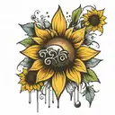 sun flower rain cross christian tattoo design idea