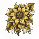 sun flower rain cross christian tattoo design idea