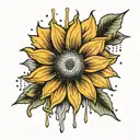 sun flower rain cross christian tattoo design idea