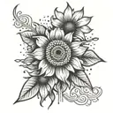 sun flower rain cross christian tattoo design idea