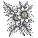 sun flower rain cross christian tattoo design idea