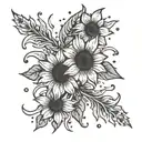 sun flower rain cross christian tattoo design idea