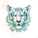 a full body white tiger with roses tattoo design idea