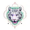 a full body white tiger with roses tattoo design idea