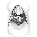 A mashup of Ghostface and a classic horror movie poster tattoo design idea