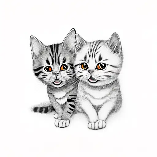 black ang orange cat sitting next to eachother tattoo design idea