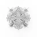 thick wooden cross with tiny wildflowers around it tattoo design idea