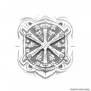 thick wooden cross with tiny wildflowers around it tattoo design idea