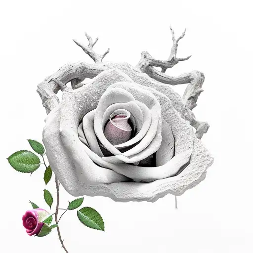 elder wood tree made of crystal with rose in hope of the tree tattoo design idea
