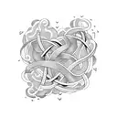 Amaia's name intertwined with a heartbeat line tattoo design idea