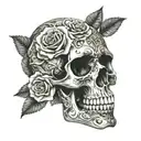 Skull with intricate roses inside tattoo design idea