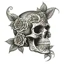 Skull with intricate roses inside tattoo design idea