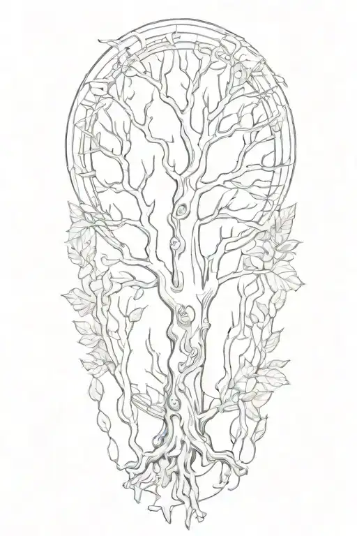 white birch sun white quartz  tattoo design idea