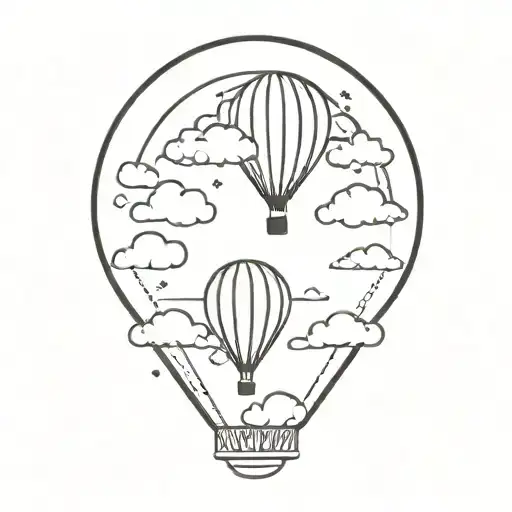 clouds with a distant balloon  tattoo design idea