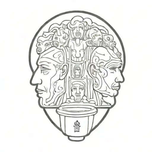 toilet with human heads inside  tattoo design idea