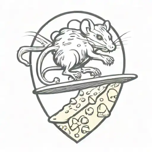 rat surfing on a block of cheese  tattoo design idea