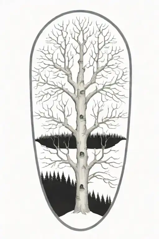 white birch tree in snow tattoo design idea