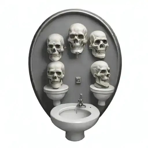 toilet with human heads inside  tattoo design idea