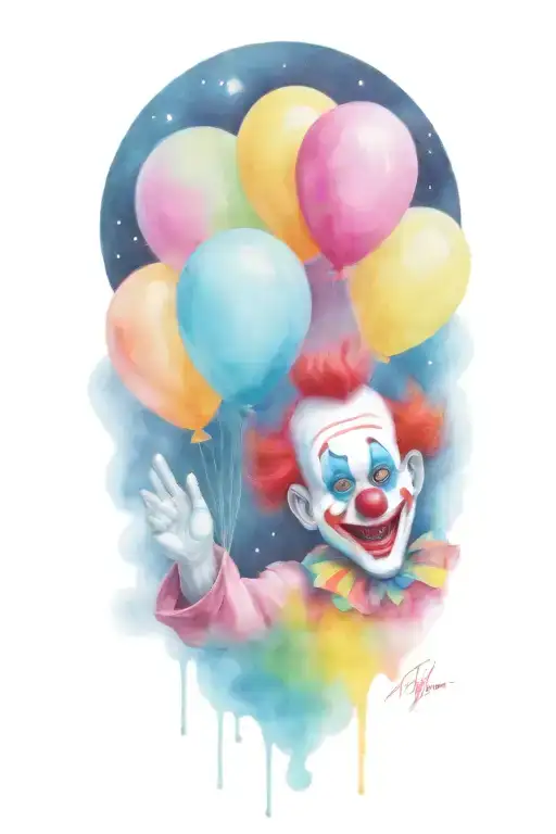 clown waving through a car window in space  tattoo design idea