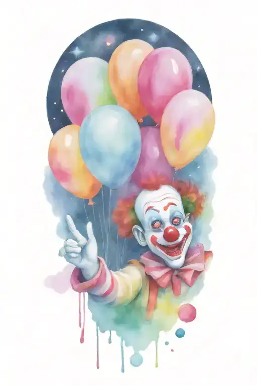 clown waving through a car window in space  tattoo design idea