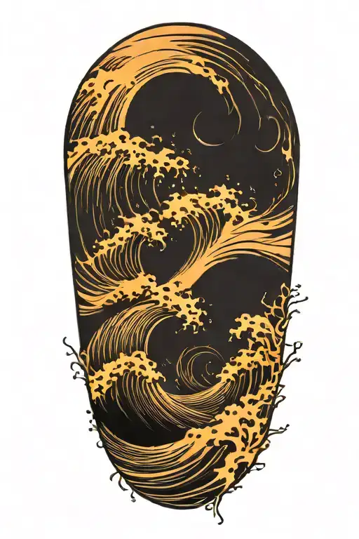 sound waves turning into ocean waves crashing tattoo design idea
