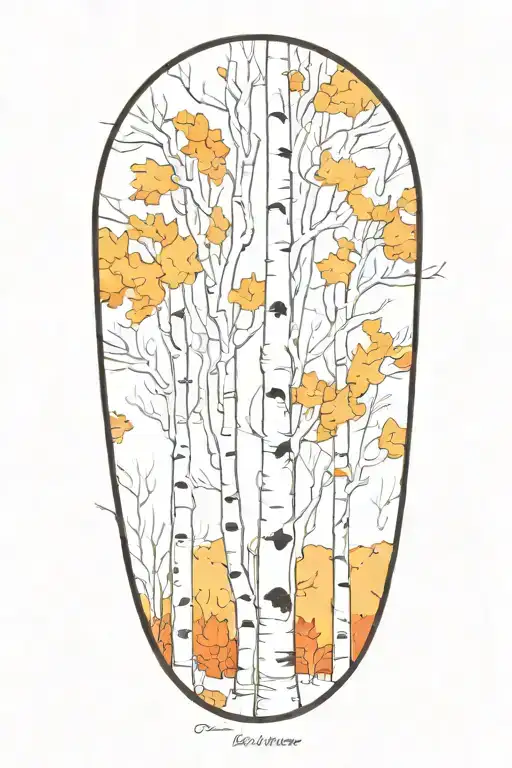white birch and maple trees on fire tattoo design idea