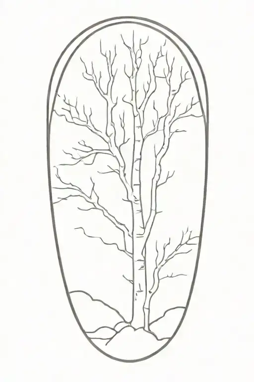 white birch tree sun rays white quartz rocks  tattoo design idea