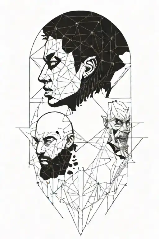 sound waves with demons traveling through space  tattoo design idea