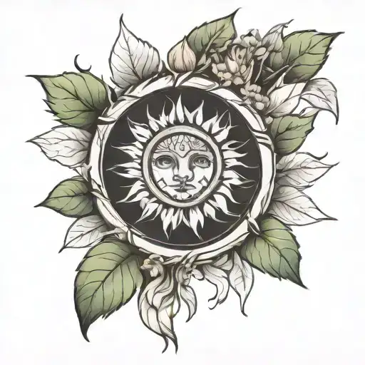 white birch sun white quartz  tattoo design idea