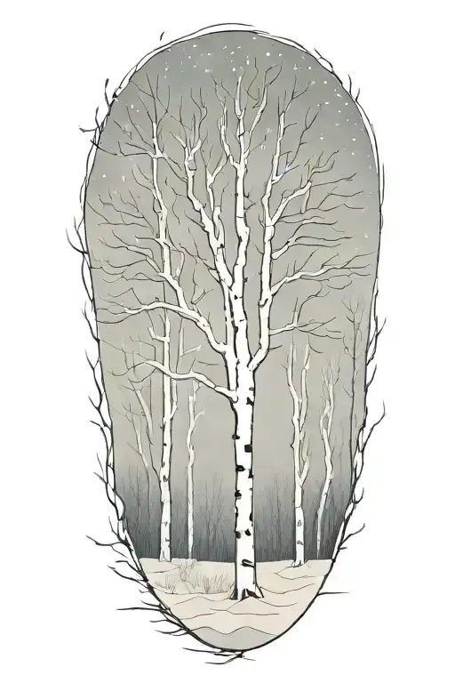 white birch tree winter snow storm erie tattoo design idea