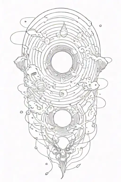 sound waves with demons traveling through space  tattoo design idea