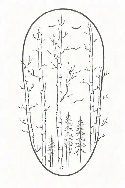 white birch tree fire and smoke  tattoo design idea