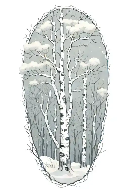 white birch tree winter snow storm erie tattoo design idea