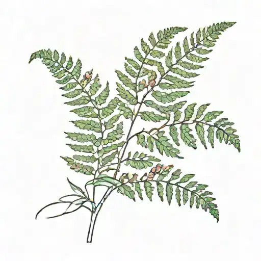 fern growing out of seaweed tattoo design idea