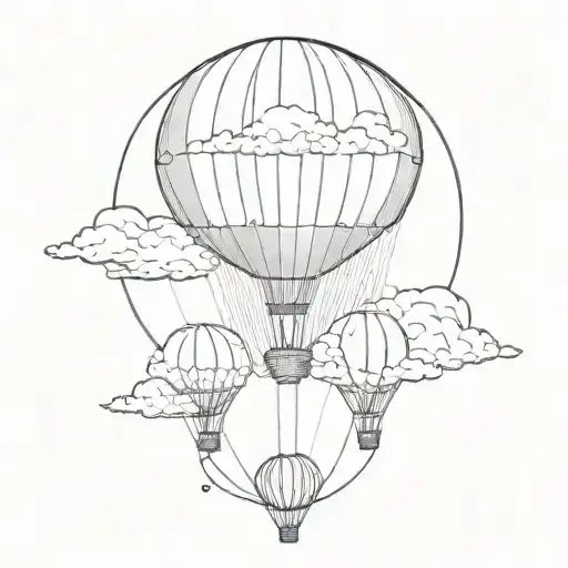 clouds with a distant balloon  tattoo design idea