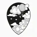 clouds with a distant balloon  tattoo design idea