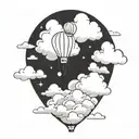 clouds with a distant balloon  tattoo design idea